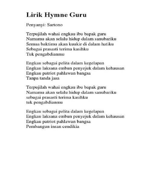 lirik hymne guru pentingnya lebih bebas tanpa jeda untuk Yang ingin memperluas jangkauan suara hingga gradasi mulus pencari video seru image 1